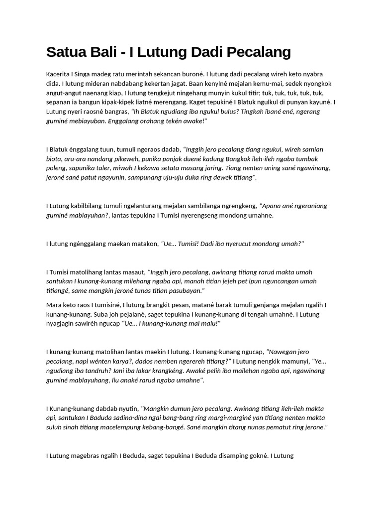 Satua Bali | PDF