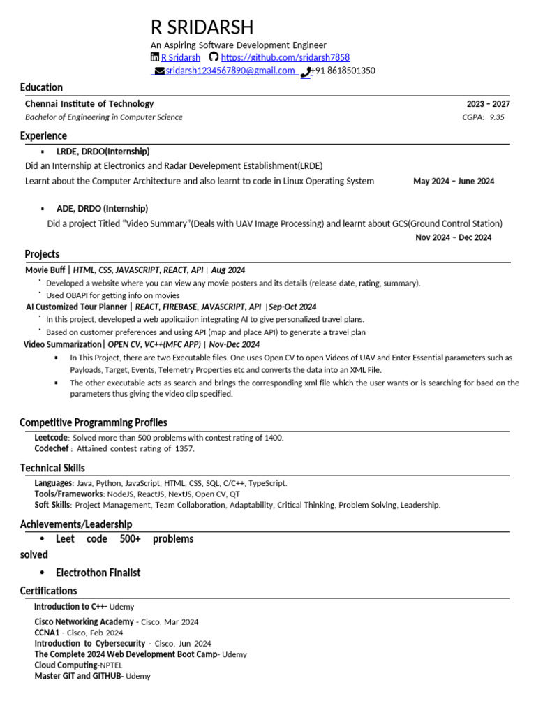 Aspiring Software Engineer Profile | PDF | Java Script | Computing