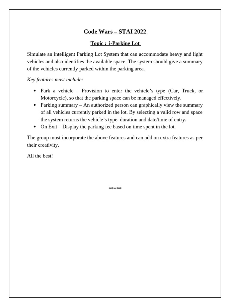 Topic Code Wars STAI 2022 | PDF