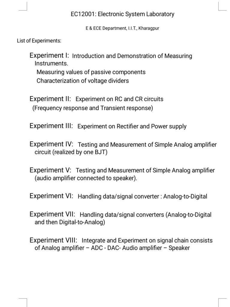 Manual of Experiments V - 1.0 | PDF