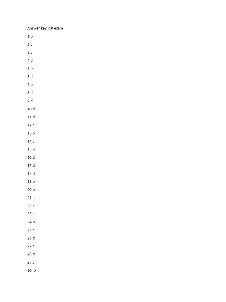 Answer Key ICP Exam | PDF