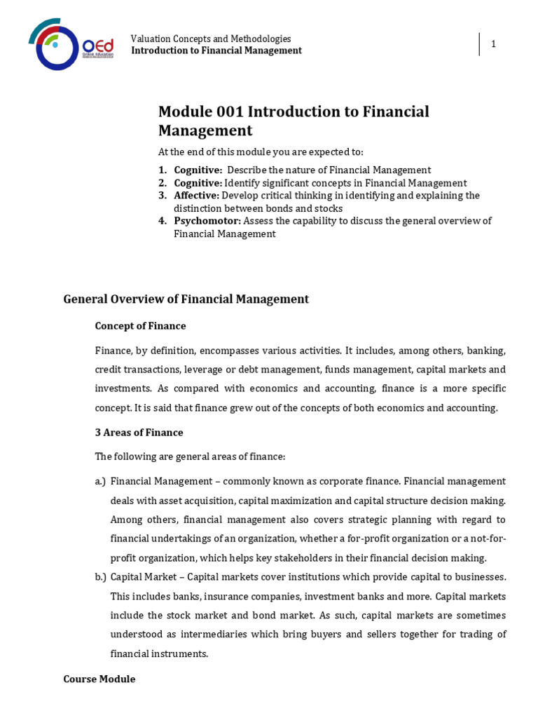 Financial Management Overview and Concepts | PDF | Partnership | Stocks