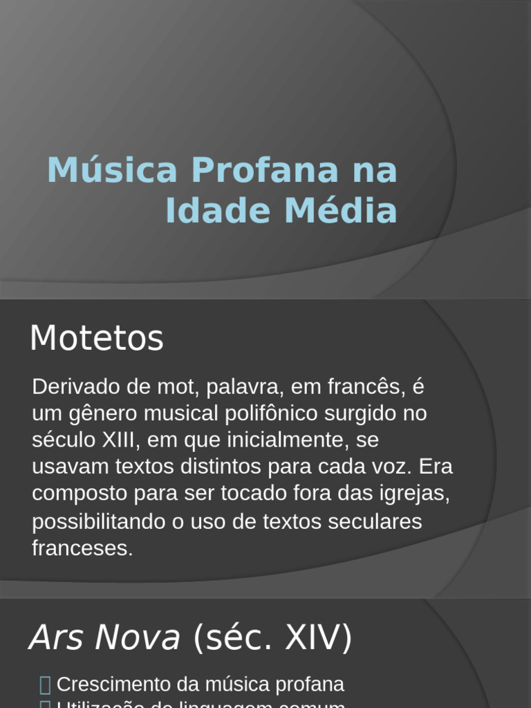 Música Profana na Idade Média e Renascimento | PDF | Renascimento ...