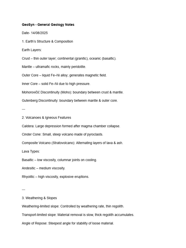 Comprehensive Geology Study Guide | PDF | Volcano | Plate Tectonics