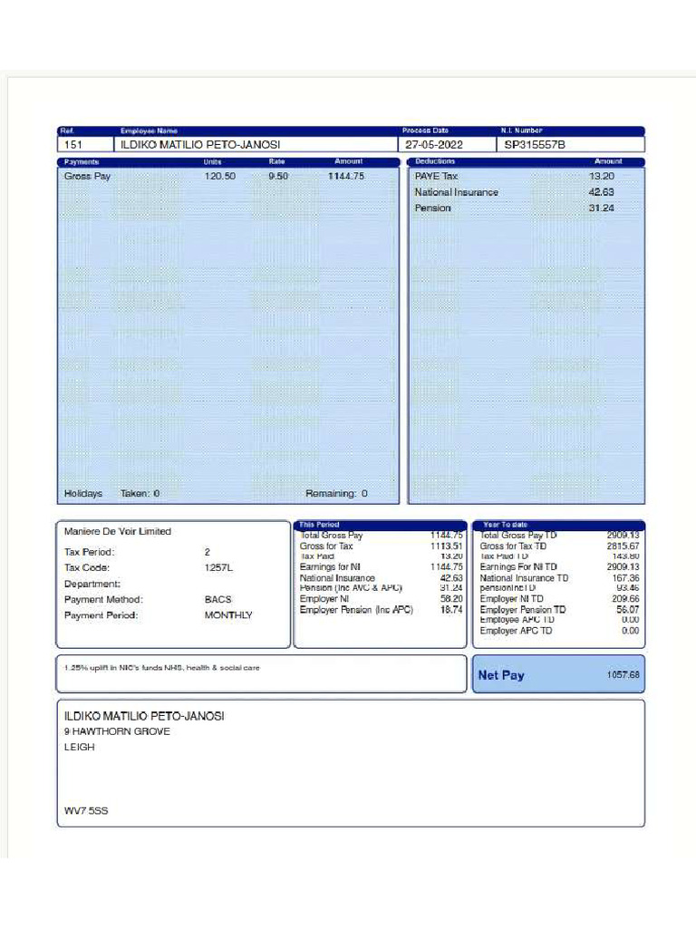 Paycheck 1 | PDF