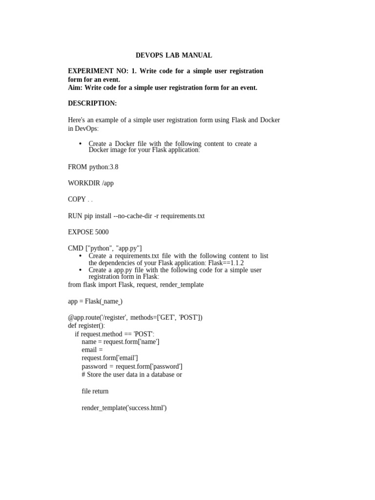 DevOps Lab: User Registration & CI/CD | PDF | Selenium (Software ...
