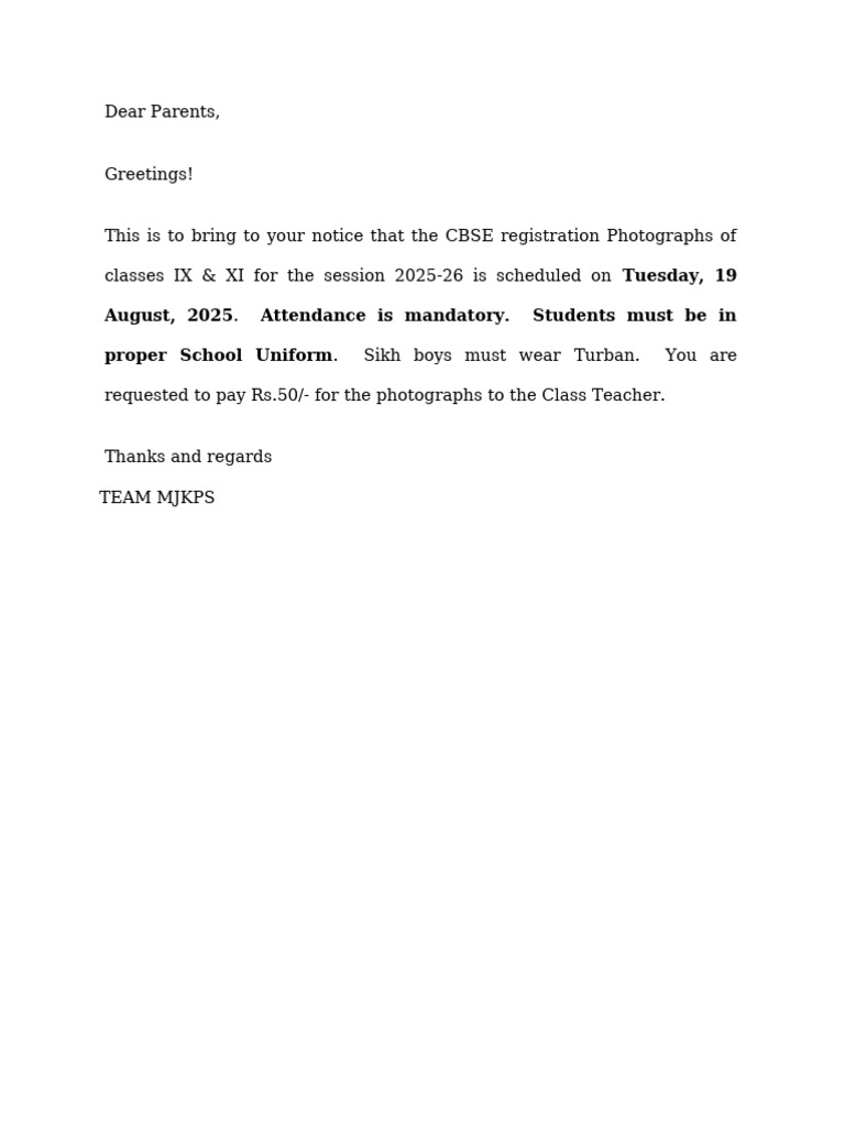 CBSE Registration Photo Guidelines 2025-26 | PDF