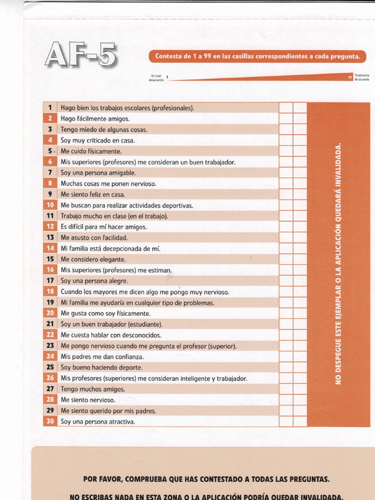 Af5 Formato de Respuestas A Color | PDF