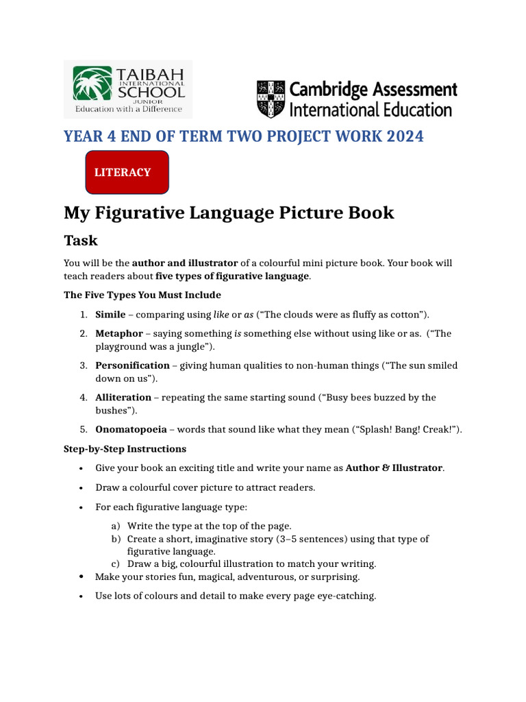 Figurative Language Picture Book Project | PDF