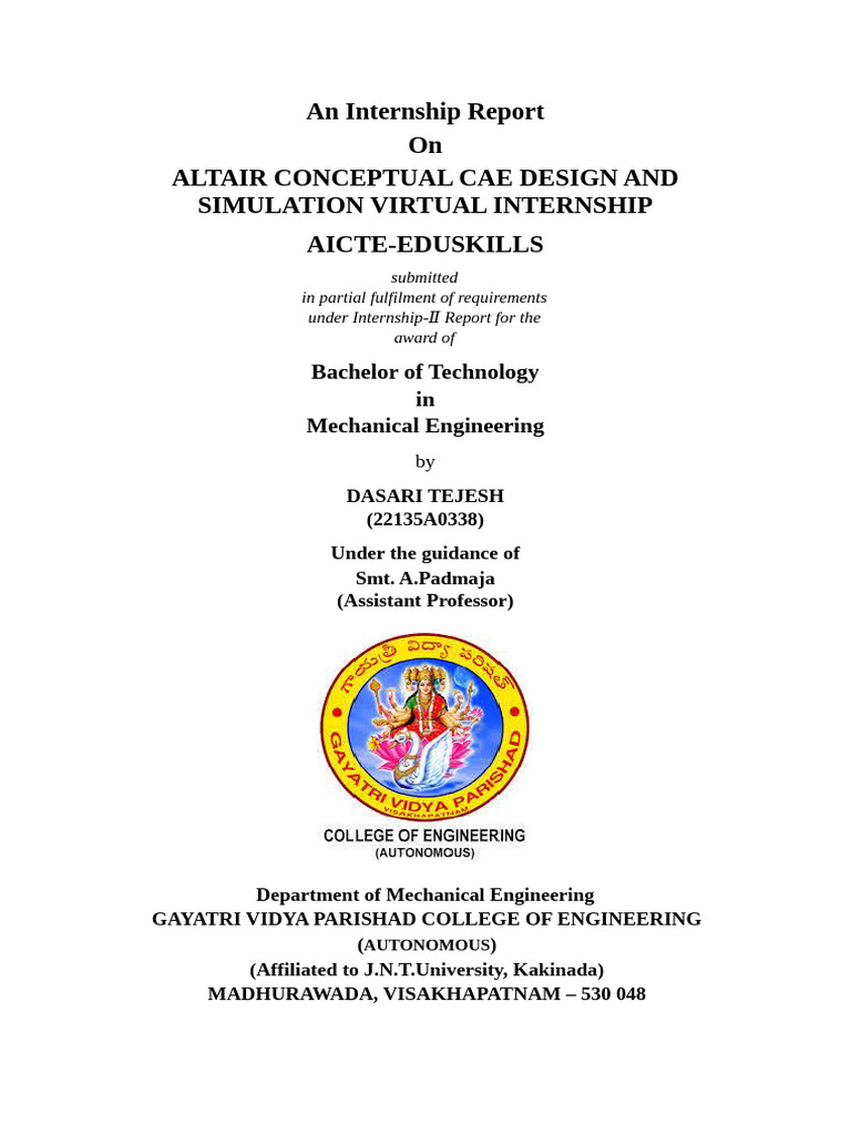 Altair CAE Design Internship Report | PDF | Computer Aided Design ...