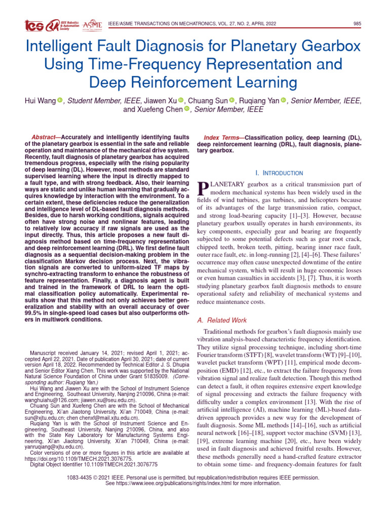 Intelligent Fault Diagnosis for Gearboxes | PDF | Applied Mathematics ...