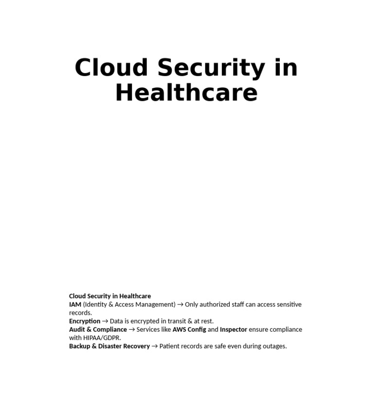 Cloud Security Strategies for Healthcare | PDF
