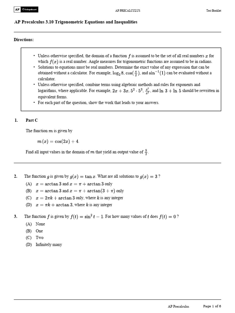Precal 3.10 | PDF | Function (Mathematics) | Trigonometric Functions