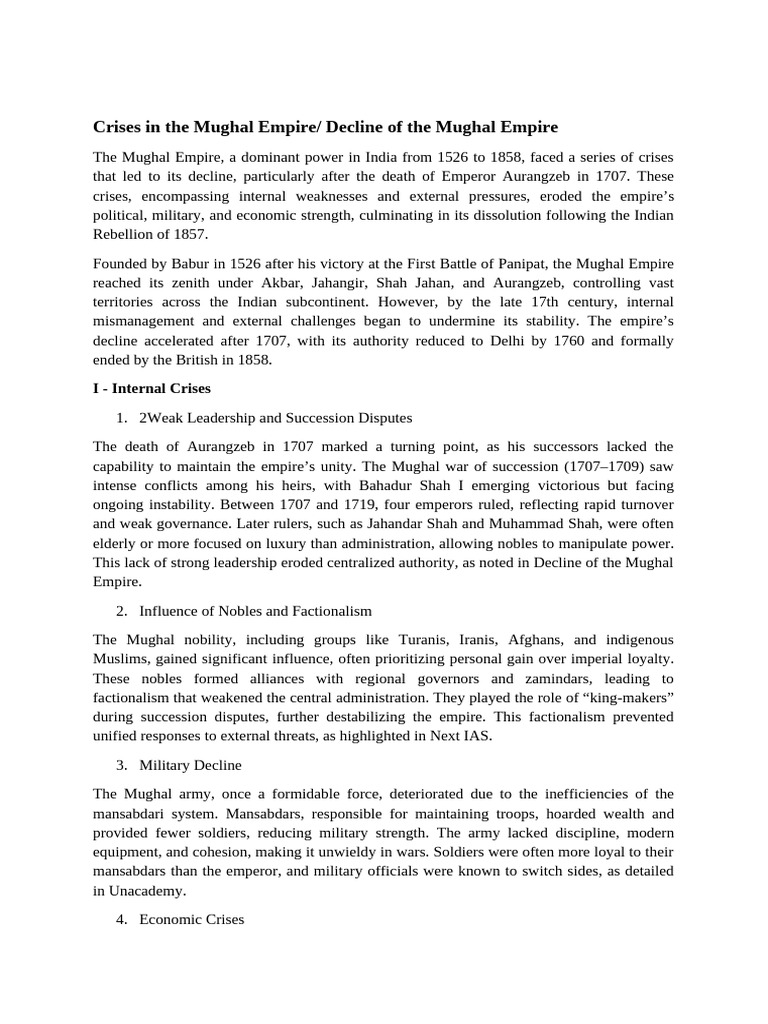 Decline of the Mughal Empire Explained | PDF | Mughal Empire