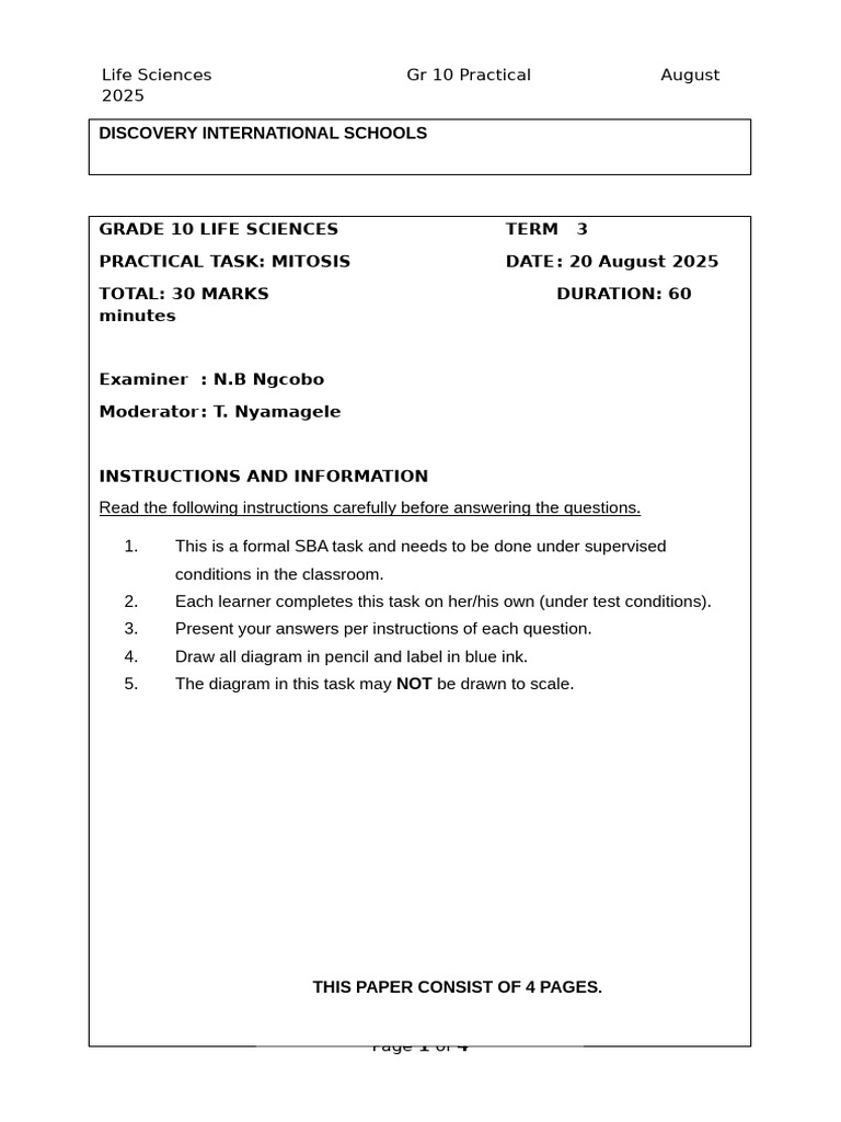 SBA Task GR 10 2025 Term 3 | PDF | Cancer | Medicine