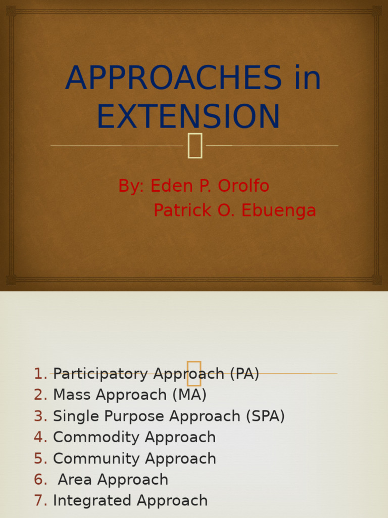Overview of Extension Approaches | PDF | Commodity | Evaluation