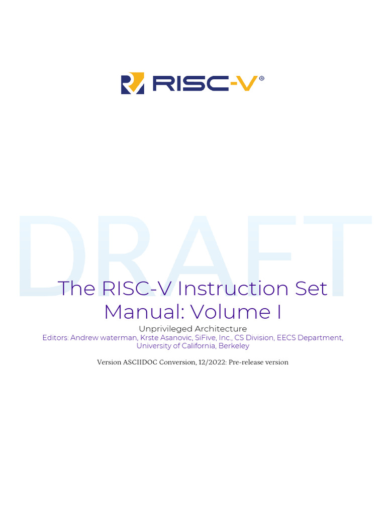 RISC-V Instruction Set Manual Overview | PDF | Computing | Computer Science
