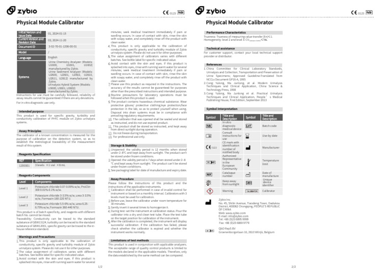 IFU for Zybio Module Calibration | PDF | Calibration