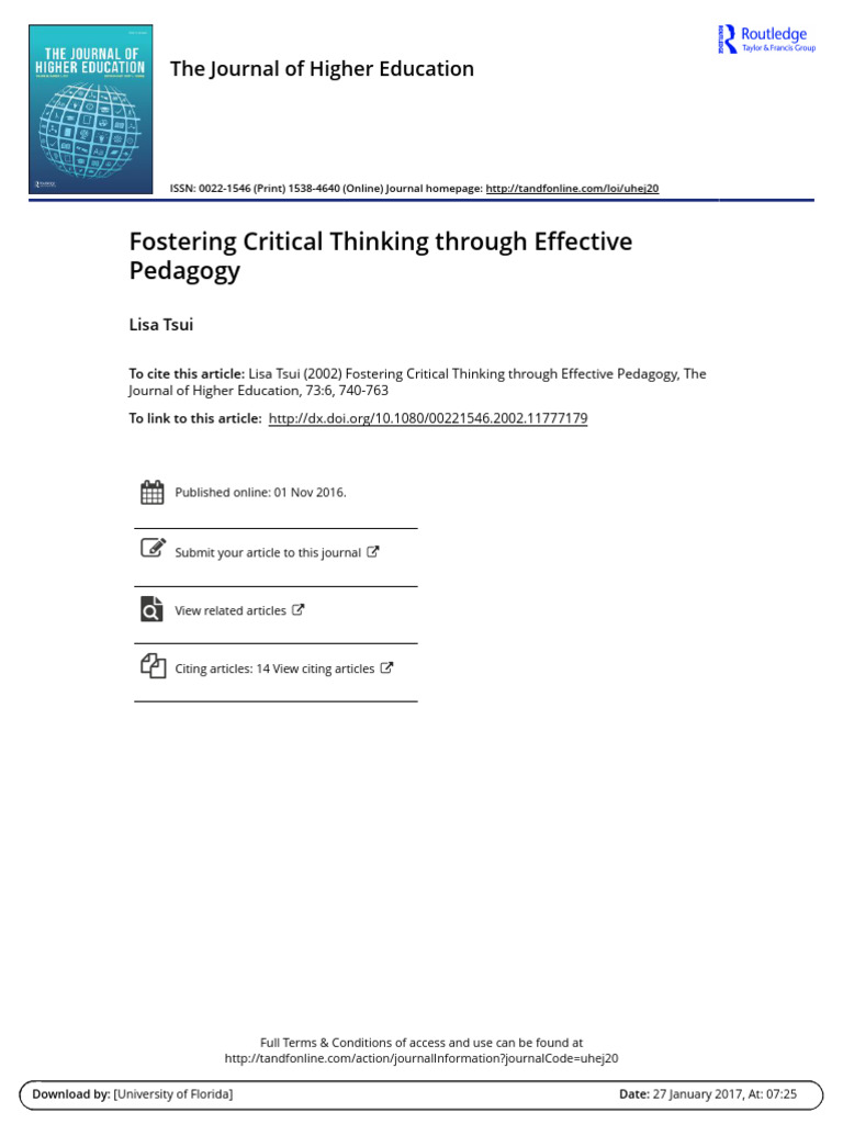 Enhancing Critical Thinking in Education | PDF | Critical Thinking ...