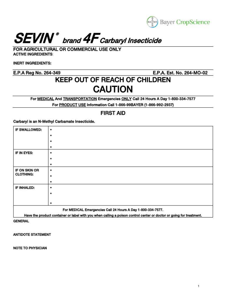 Sevin 4F Carbaryl Insecticide Guide | PDF | Maize | Irrigation
