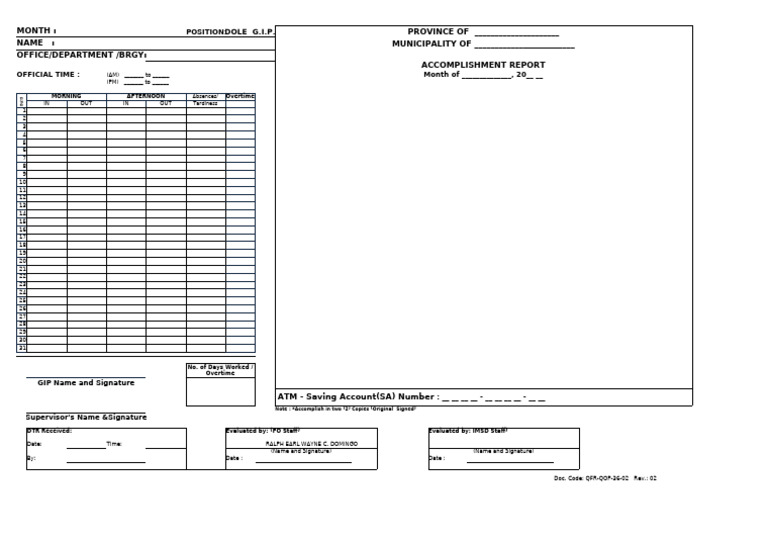 GIP Accomplishment Report Template | PDF