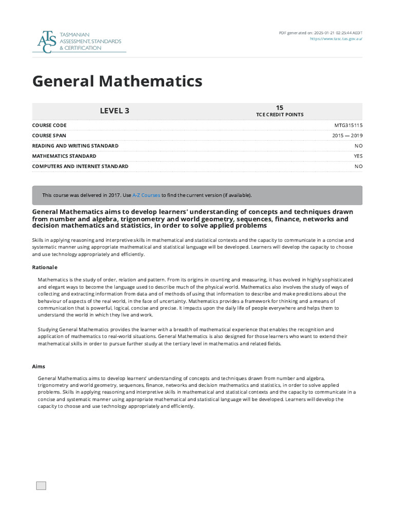 General Mathematics Course Overview | PDF | Mathematics | Interest
