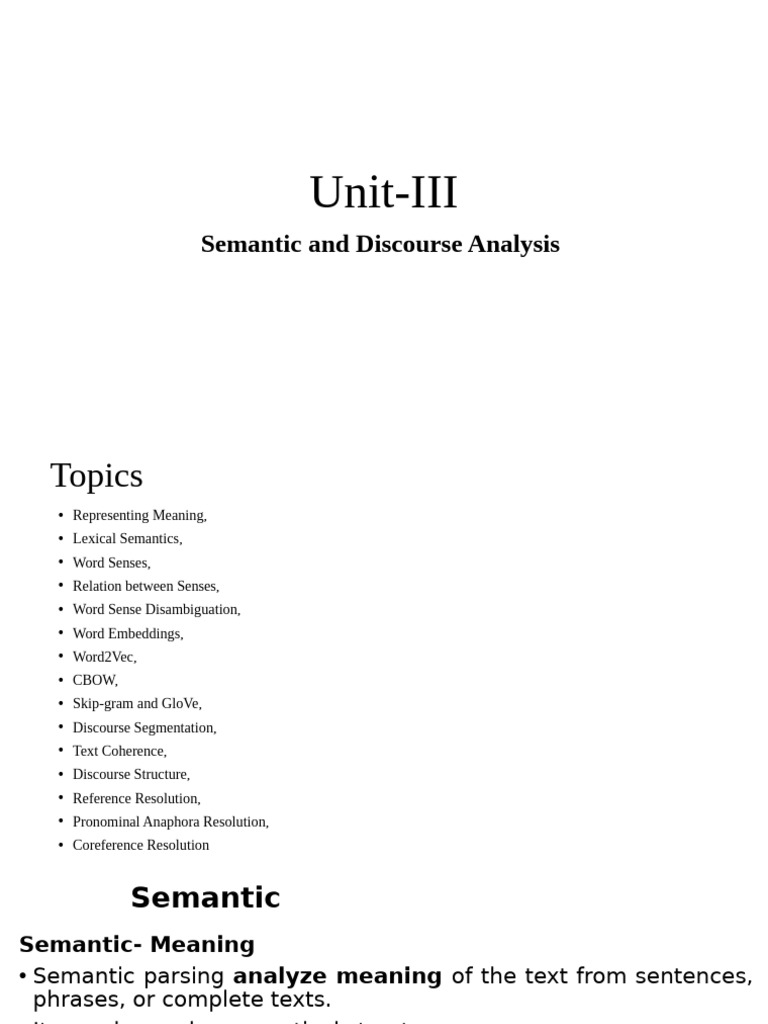 Semantic and Discourse Analysis Overview | PDF | Parsing | Cognitive ...