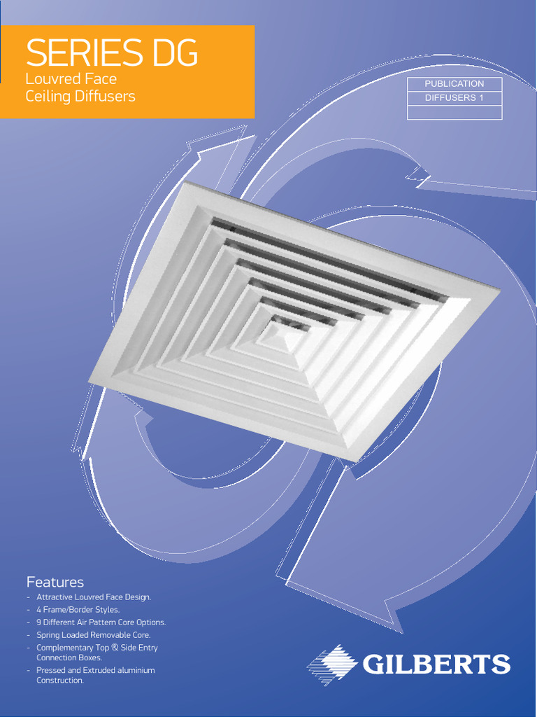 Gilberts DG Series Ceiling Diffusers | PDF | Duct (Flow) | Pressure