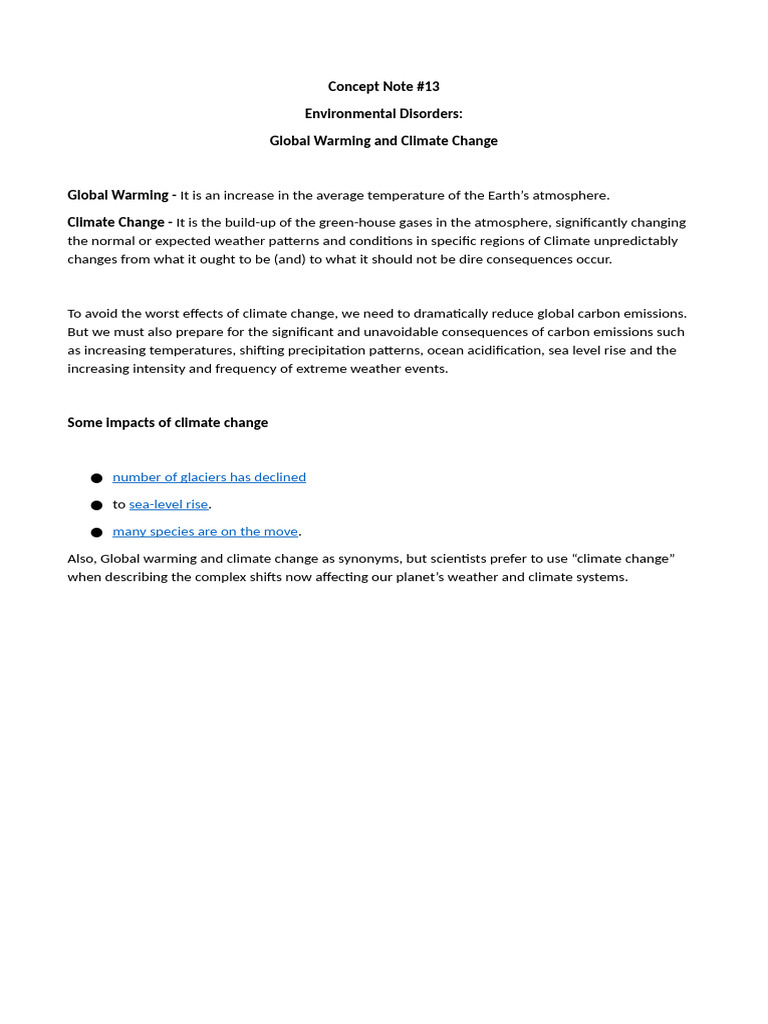 Concept Note 13 Environmental Disorders | PDF