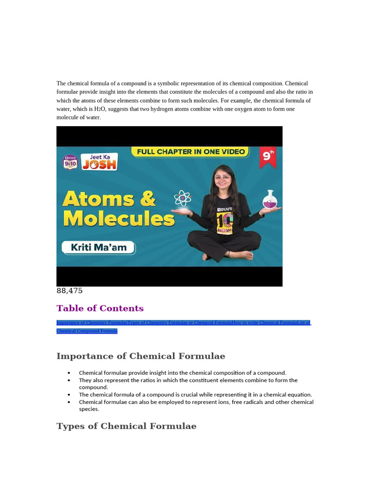 Understanding Chemical Formulas | PDF | Chemical Compounds | Ion