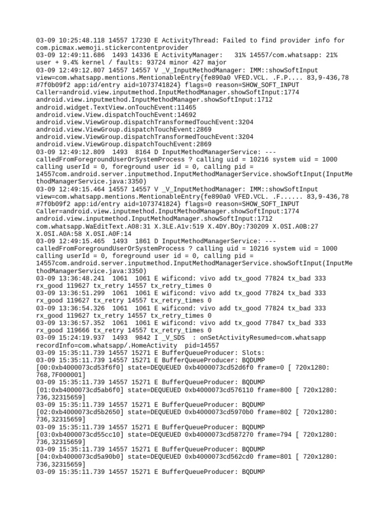 WhatsApp Activity Log Errors Analysis | PDF | Mobile Linux | Arm ...