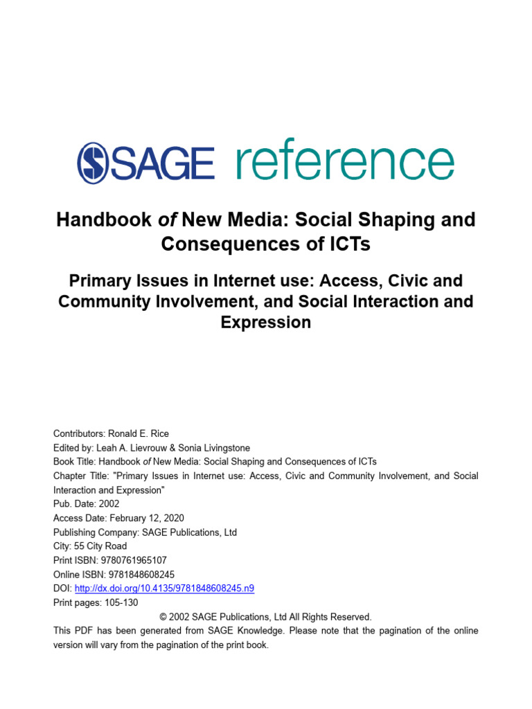 Internet Use: Access and Social Impact | PDF | Internet | Hispanic And ...