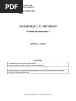 VCE Mathematical Methods Formula Sheet | PDF | Area | Mathematics