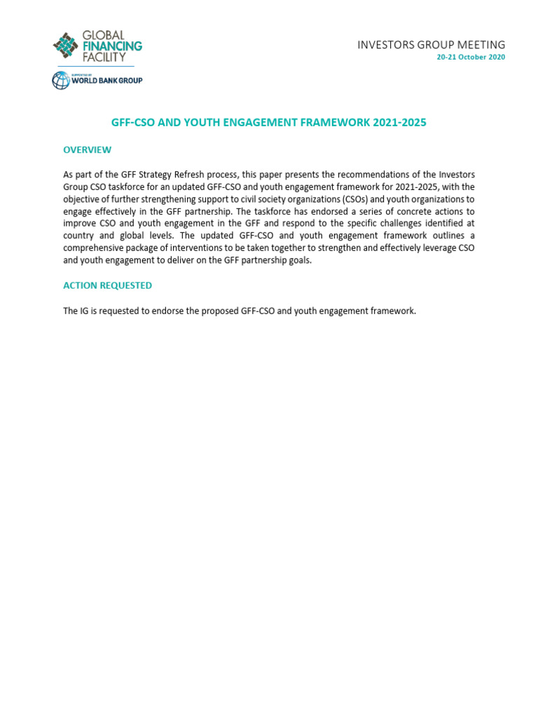 GFF-CSO Youth Engagement Framework 2021-2025 | PDF | Governance | Non ...