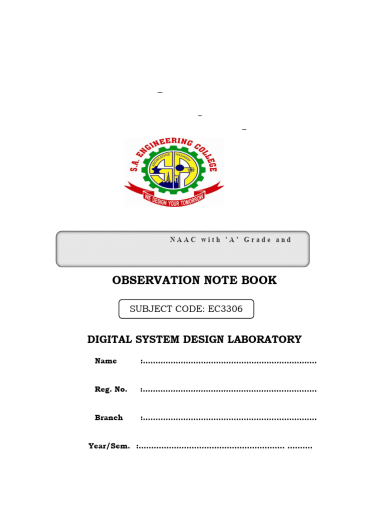 Digital System Design Lab Overview | PDF | Engineering | Subtraction