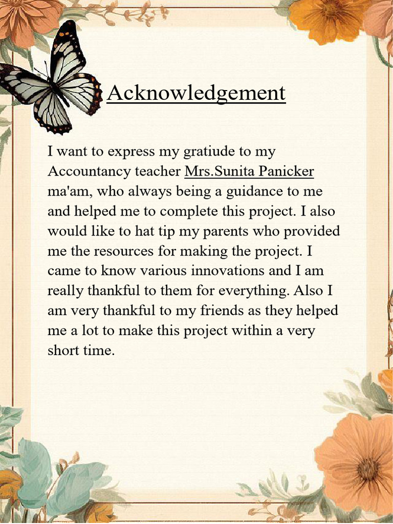 Project Acknowledgements and Gratitude | PDF