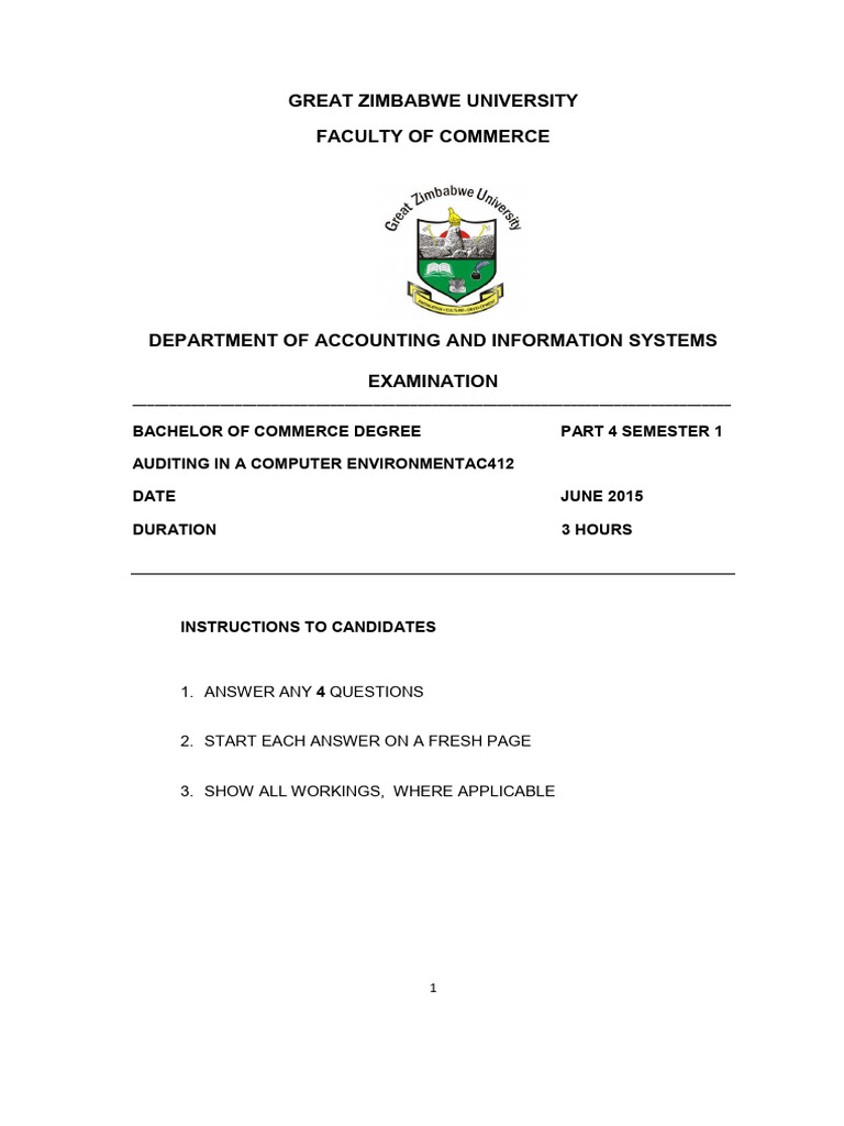 Auditing in a Computer Environment Exam | PDF | Databases | Computing