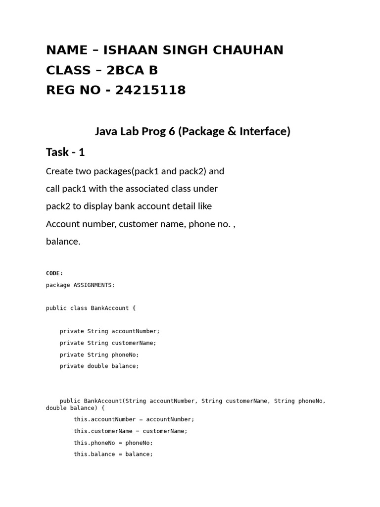 Java Packages and Interfaces Example | PDF | Method (Computer ...