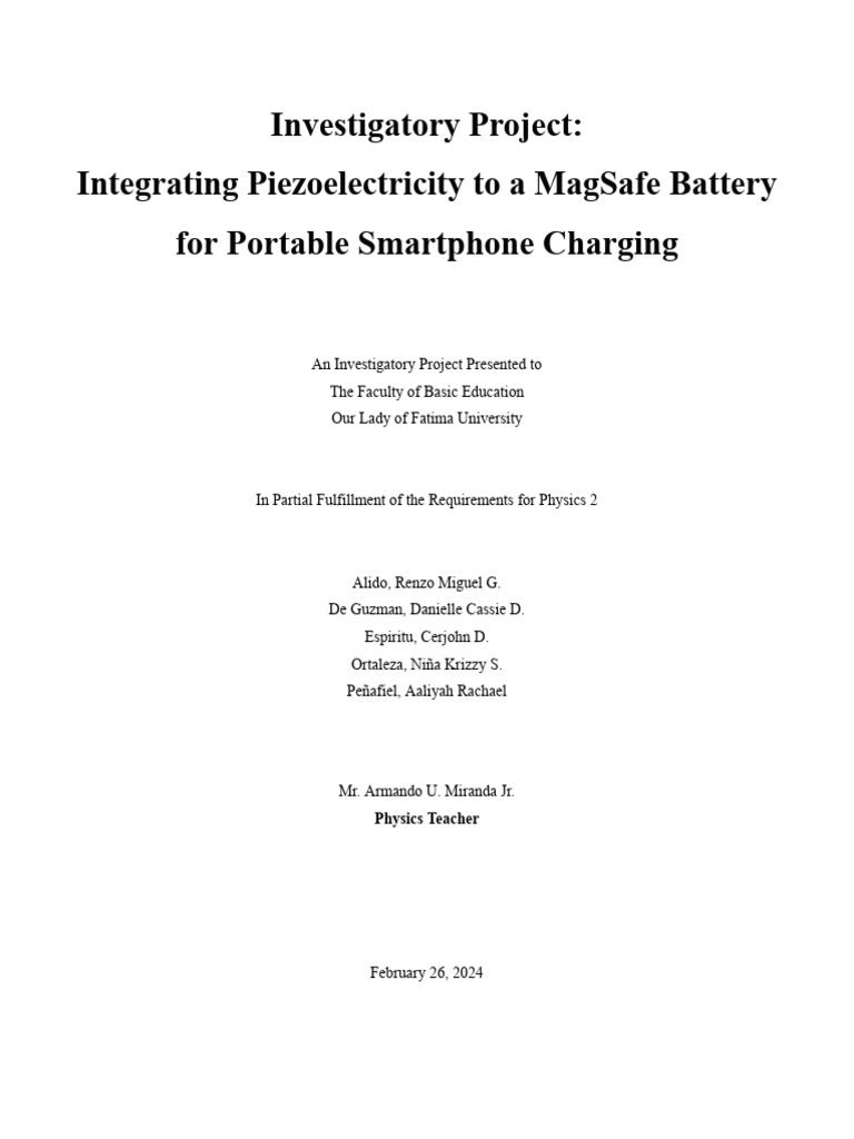 Piezoelectric MagSafe Battery Charging | PDF | Piezoelectricity ...