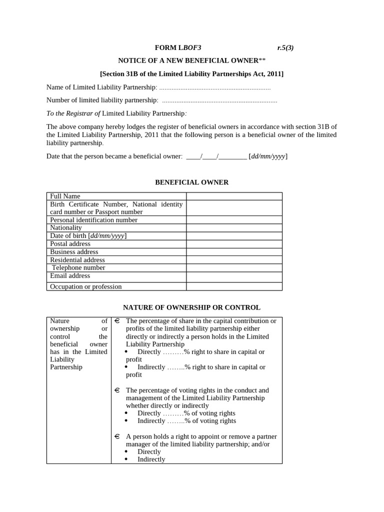 Form Lbof3 | PDF | Partnership | Limited Liability Partnership