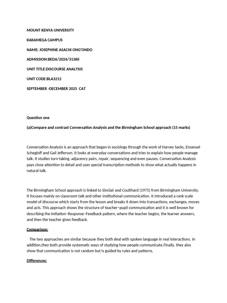 Discourse Analysis: Key Approaches Explained | PDF | Communication ...