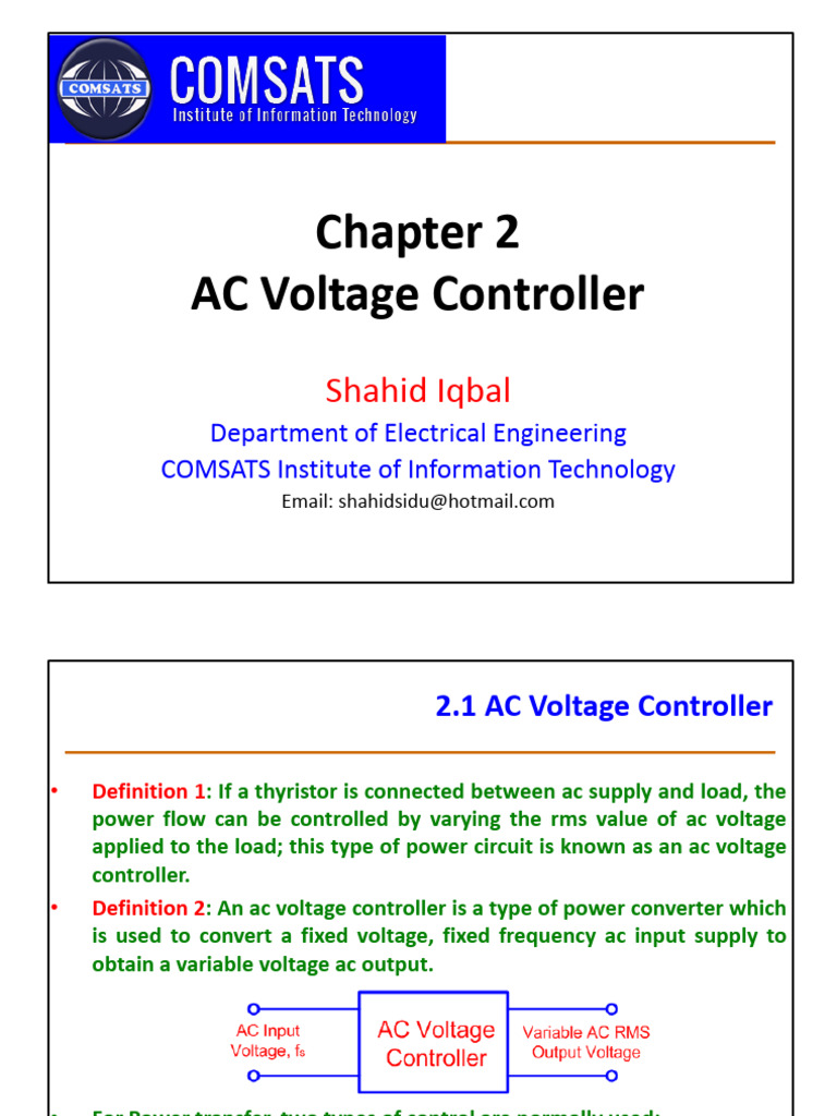 AC Voltage Controller Overview and Applications | PDF | Alternating ...