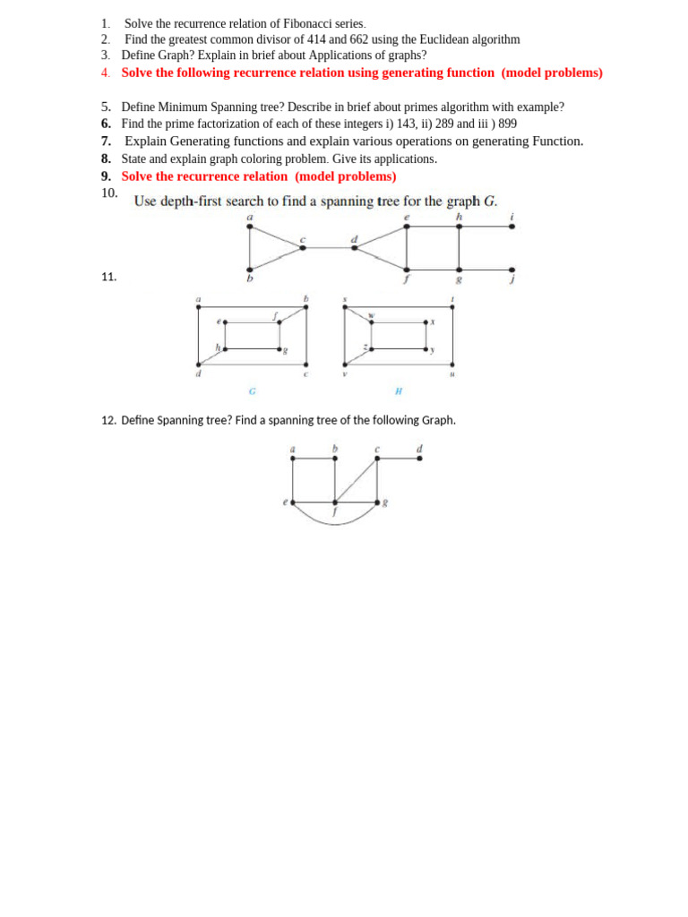 Key Concepts in Graph Theory and Recursion | PDF