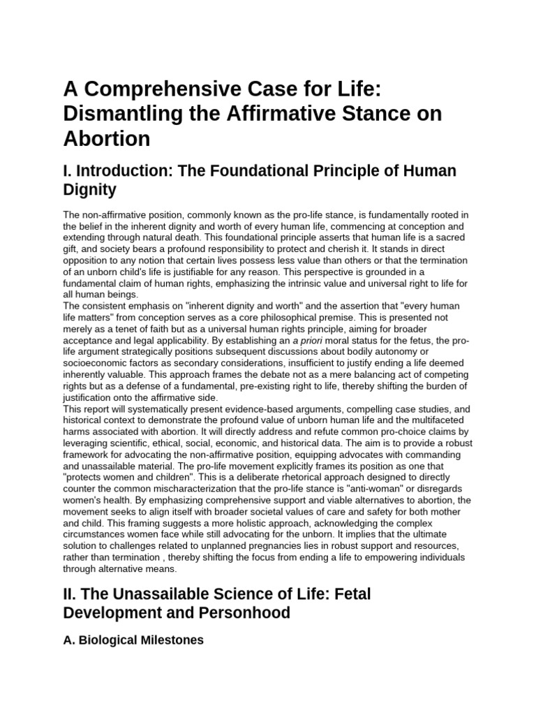 Pro-Life Case: Dignity and Science of Life | PDF | Abortion | Anti ...