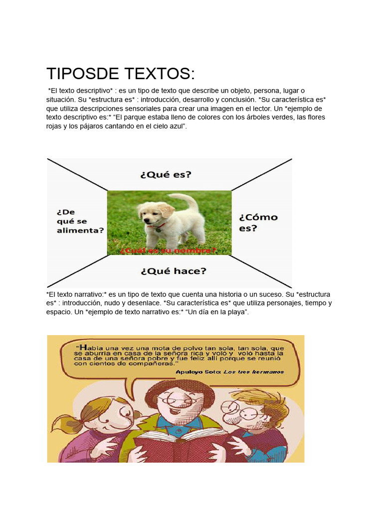 Tipos de Textos y Ejemplos Descriptivos | PDF