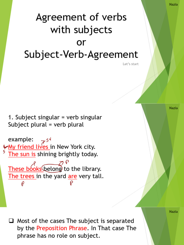 Subject-Verb Agreement Rules | PDF | Grammatical Number | Subject (Grammar)