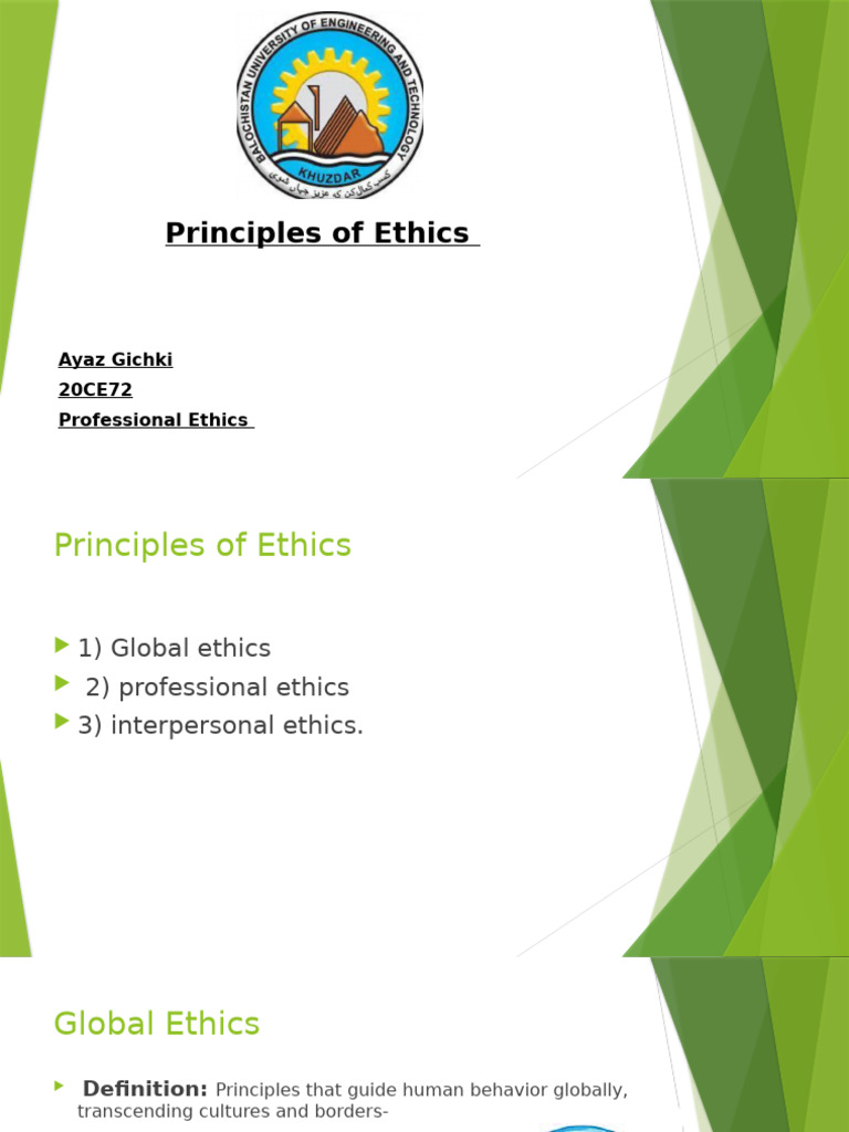 Principles of Global and Professional Ethics | PDF