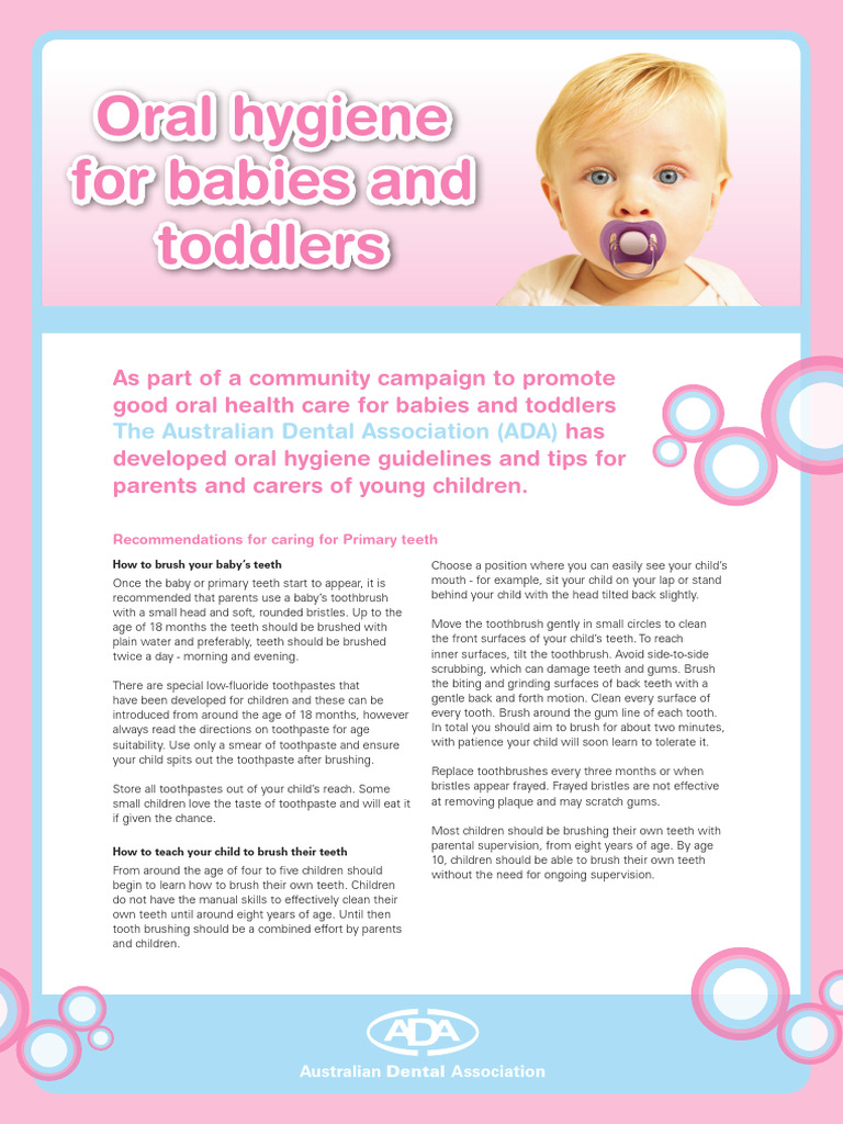 Oral Hygiene for Babies and Toddlers | PDF | Oral Hygiene | Toothbrush