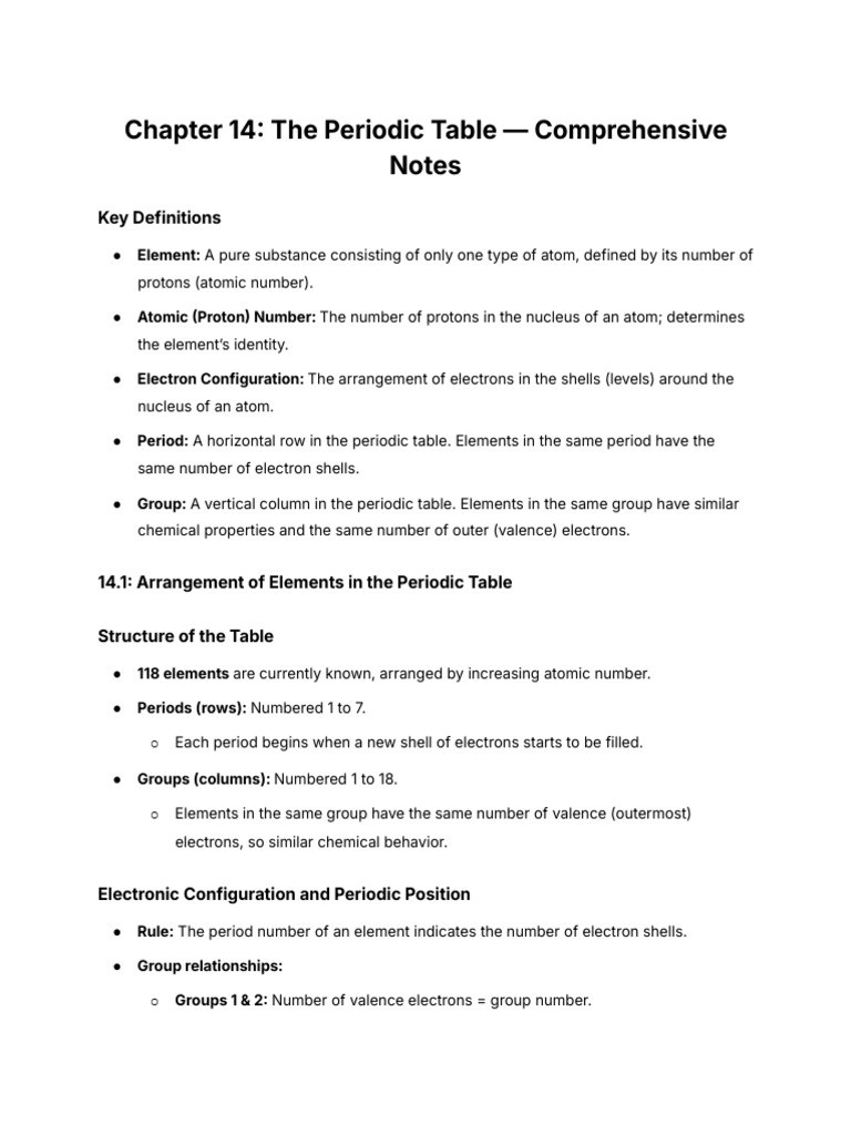 Comprehensive Guide to the Periodic Table | PDF | Periodic Table ...