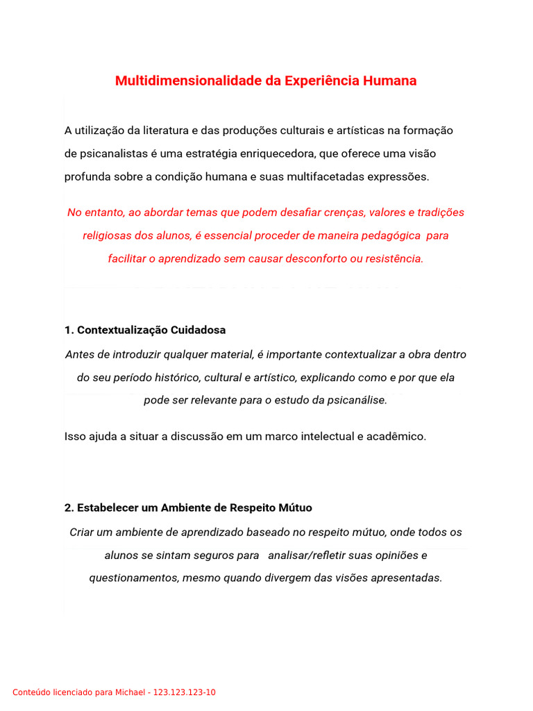 Multidimensionalidade Da Experiencia Humana | PDF | Experiência ...